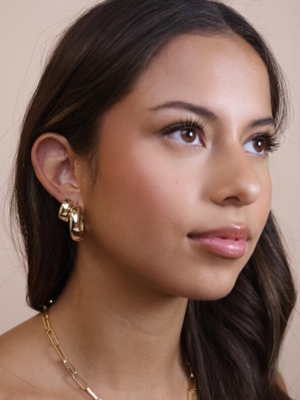 Chunky Hoop Earrings for Women - Thick Bold Statement Hoops