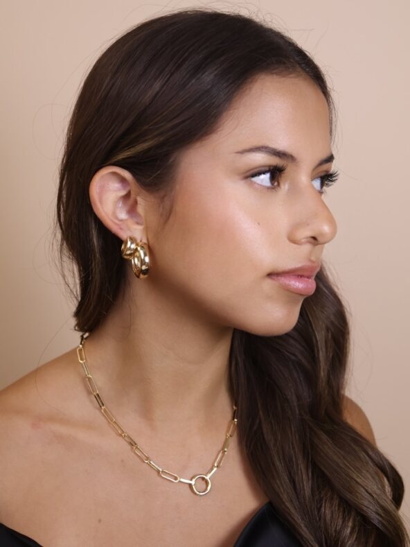 Chunky Hoop Earrings for Women - Thick Bold Statement Hoops