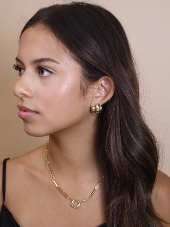 Chunky Hoop Earrings for Women - Thick Bold Statement Hoops