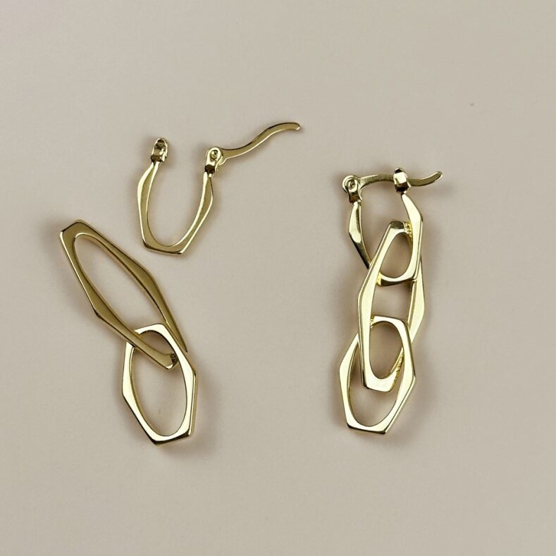 Geometric Dangle Earrings - Modern Statement Earrings for Women