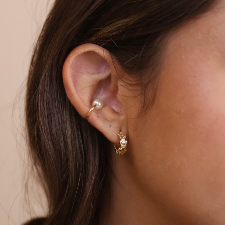 Dainty Pearl Ear Cuff for Women - No Piercing Required Simulated Pearl Earring