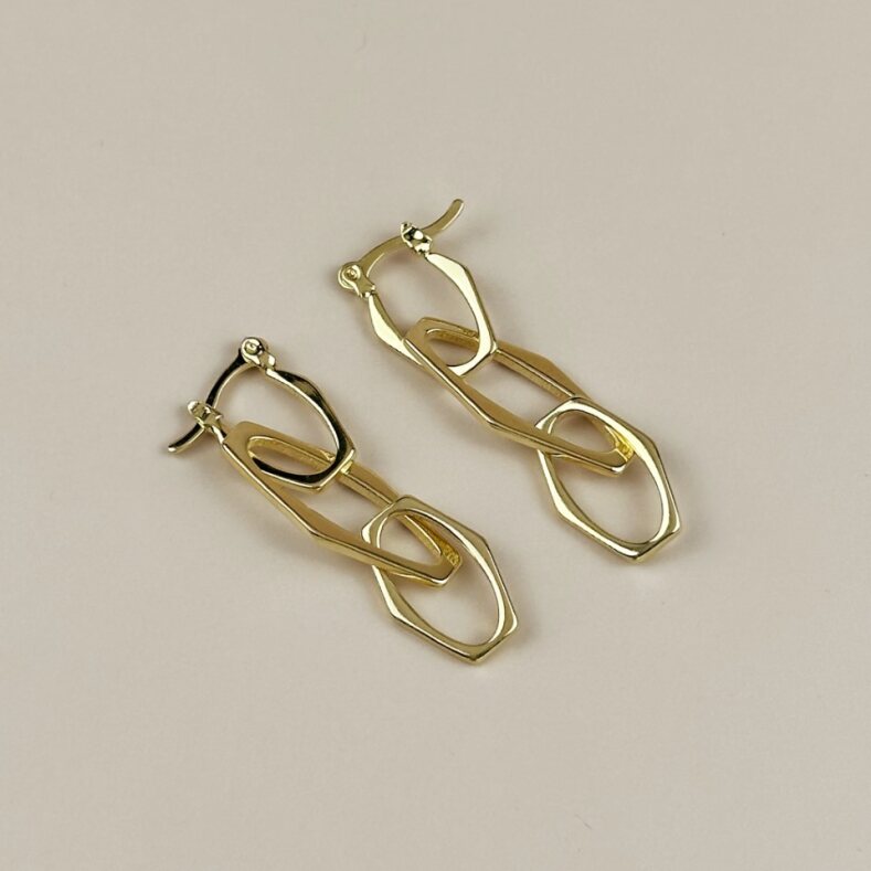Geometric Dangle Earrings - Modern Statement Earrings for Women