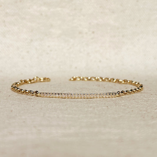Gold CZ Bar Bracelet for Women -Diamond Bracelet | Minimalist Jewelry