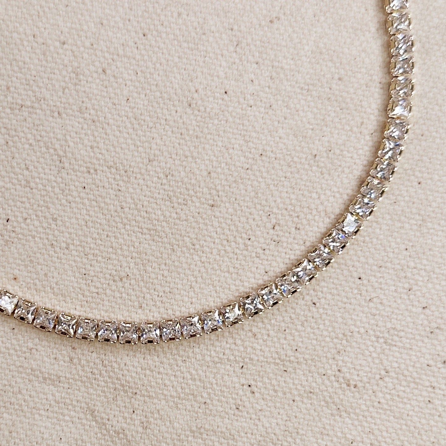 Dainty Tennis Necklace | 3mm CZ Tennis Chain | Minimalist Diamond Look Necklace | Layering Necklace