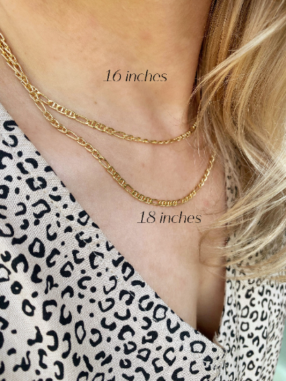 18k Gold Filled 3.5mm Figaro Mariner "Figarucci" Chain Sizes 16", 18"
