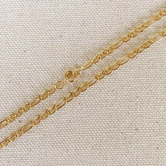 18k Gold Filled 3.5mm Figaro Mariner "Figarucci" Chain Sizes 16", 18"