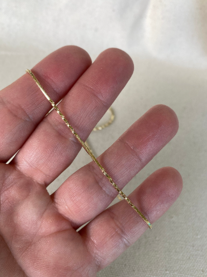 18k Gold Filled Interspersed Twisted Box Chain 1.0mm Thickness, Size Length 11", 16", 18" - Jewelry Making