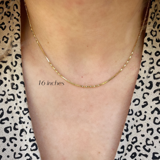 18k Gold Filled Interspersed Twisted Box Chain 1.0mm Thickness, Size Length 11", 16", 18" - Jewelry Making