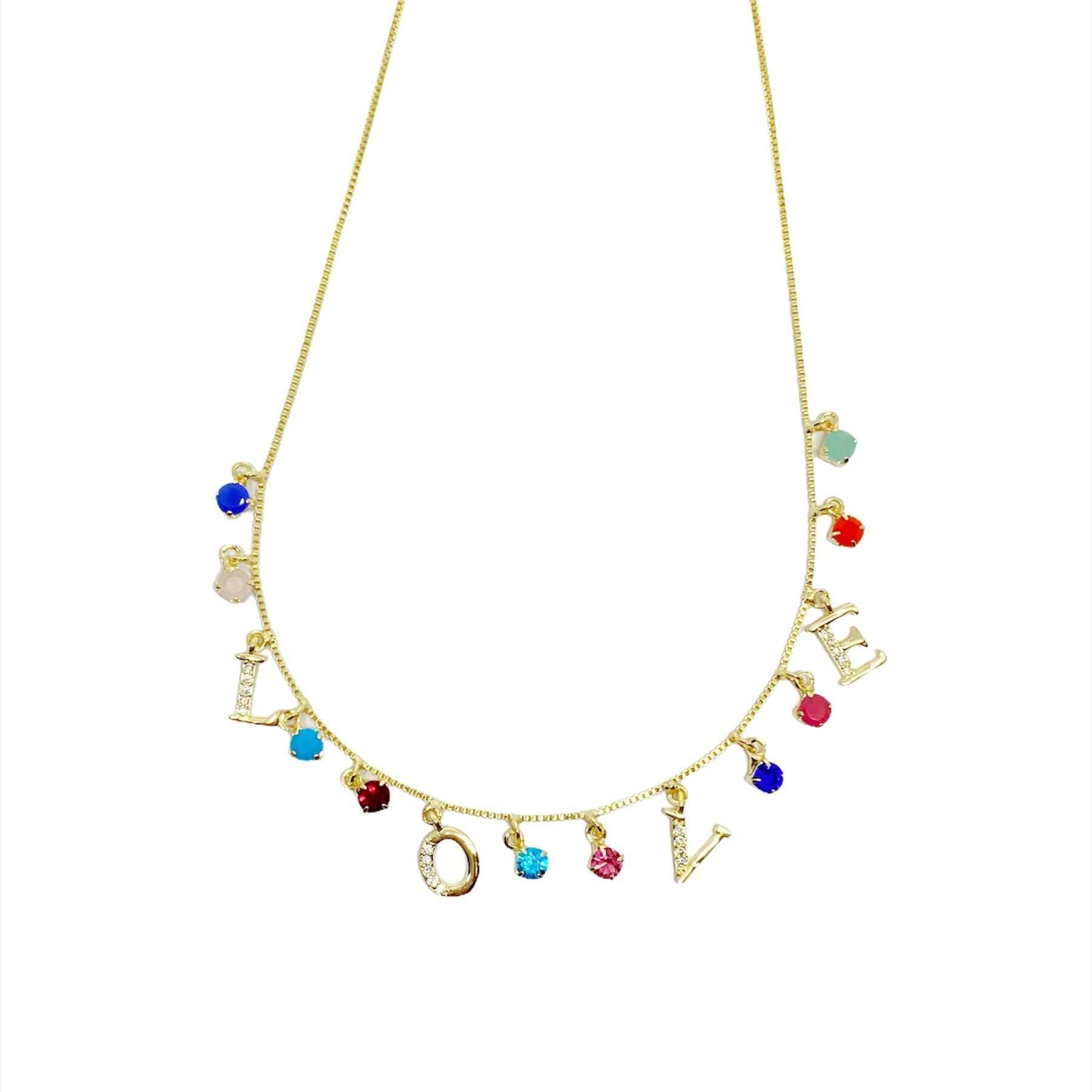 18k Gold Filled "LOVE" Necklace or Choker Featuring Adjustable Extender