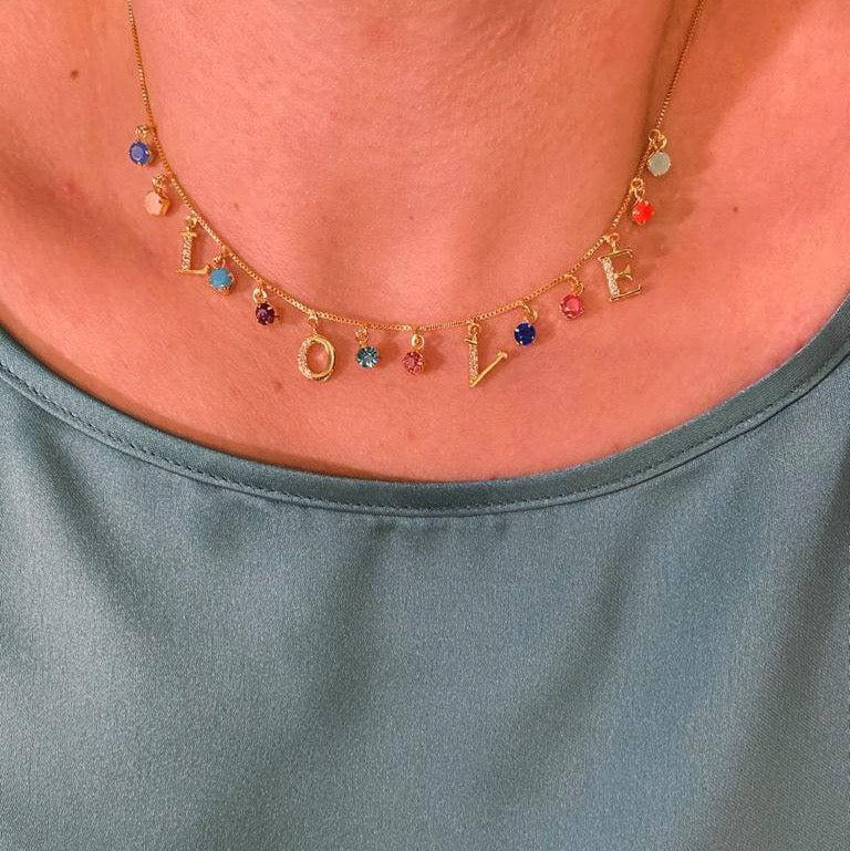 18k Gold Filled "LOVE" Necklace or Choker Featuring Adjustable Extender