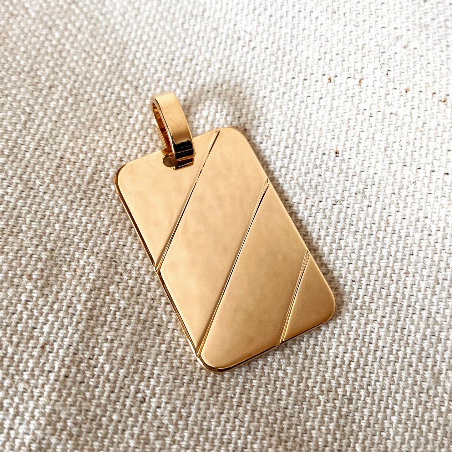 GoldFi 18k Gold Filled Luxury Tag Plate Rectangle Pendant Unisex