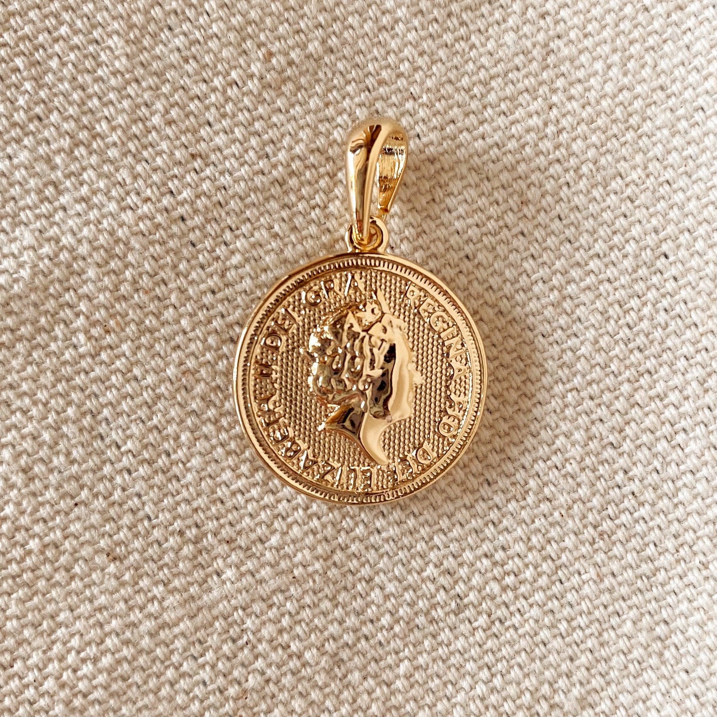 GoldFi 18k Gold Filled Queen Elizabeth Coin Pendant