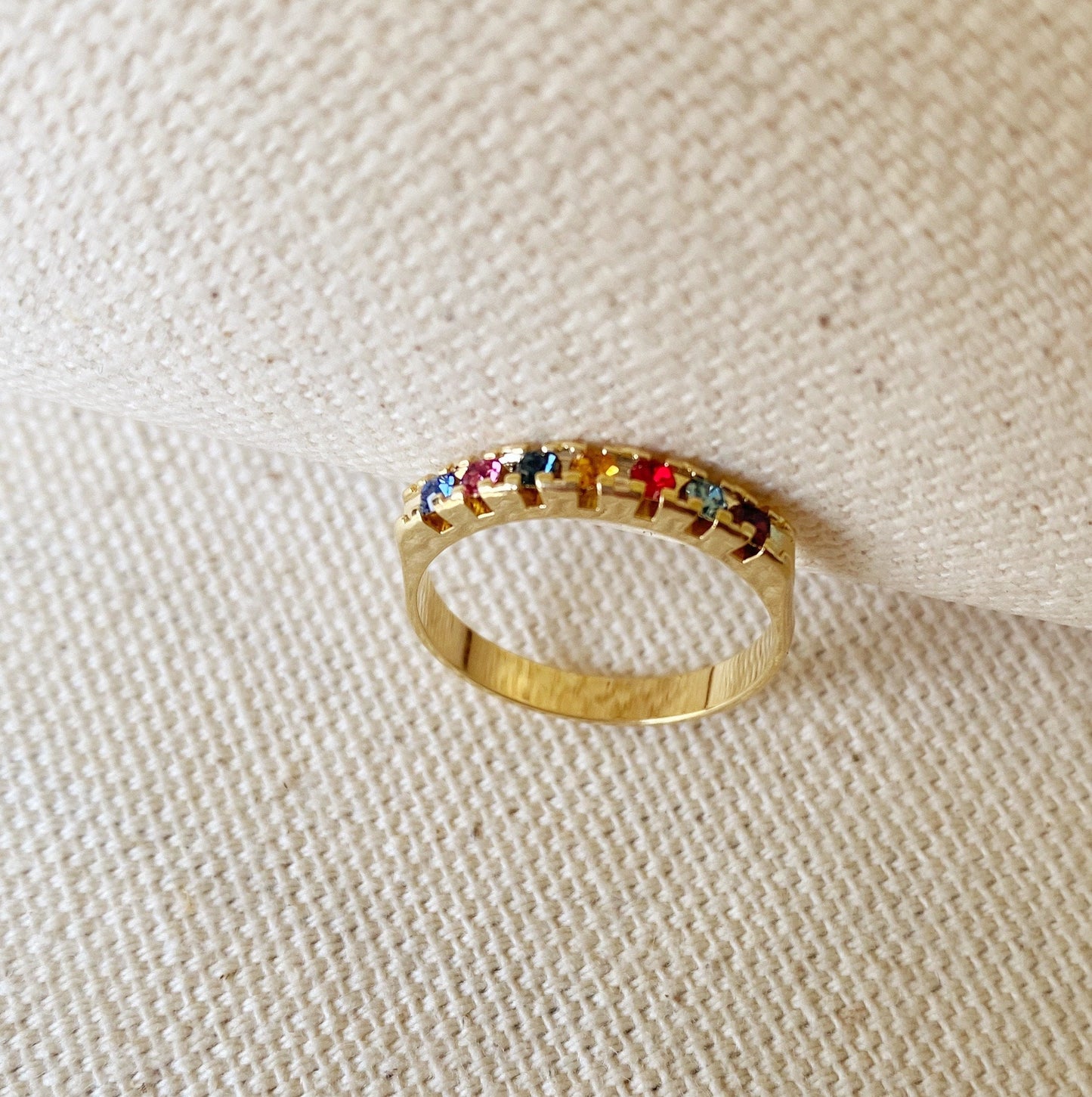 GoldFi 18k Gold Filled Stackable Crystal Colorful Rings Bands Wholesale Jewelry Supplies