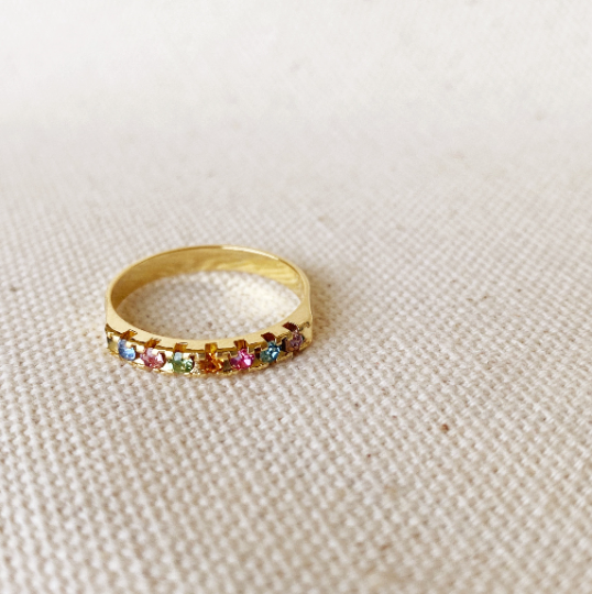 GoldFi 18k Gold Filled Stackable Crystal Colorful Rings Bands Wholesale Jewelry Supplies