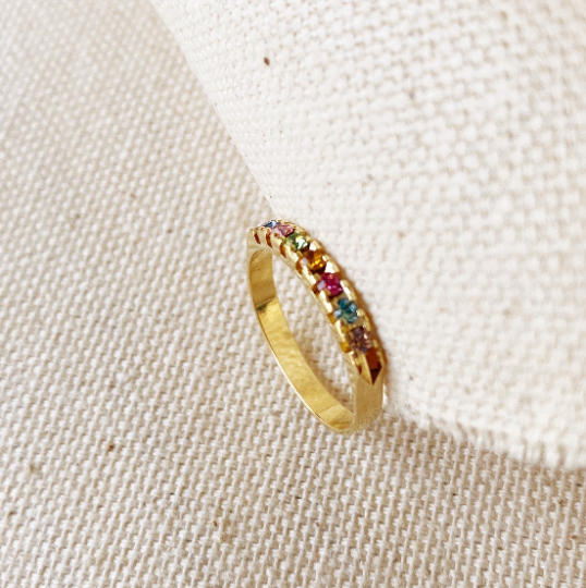 GoldFi 18k Gold Filled Stackable Crystal Colorful Rings Bands Wholesale Jewelry Supplies