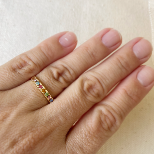 GoldFi 18k Gold Filled Stackable Crystal Colorful Rings Bands Wholesale Jewelry Supplies
