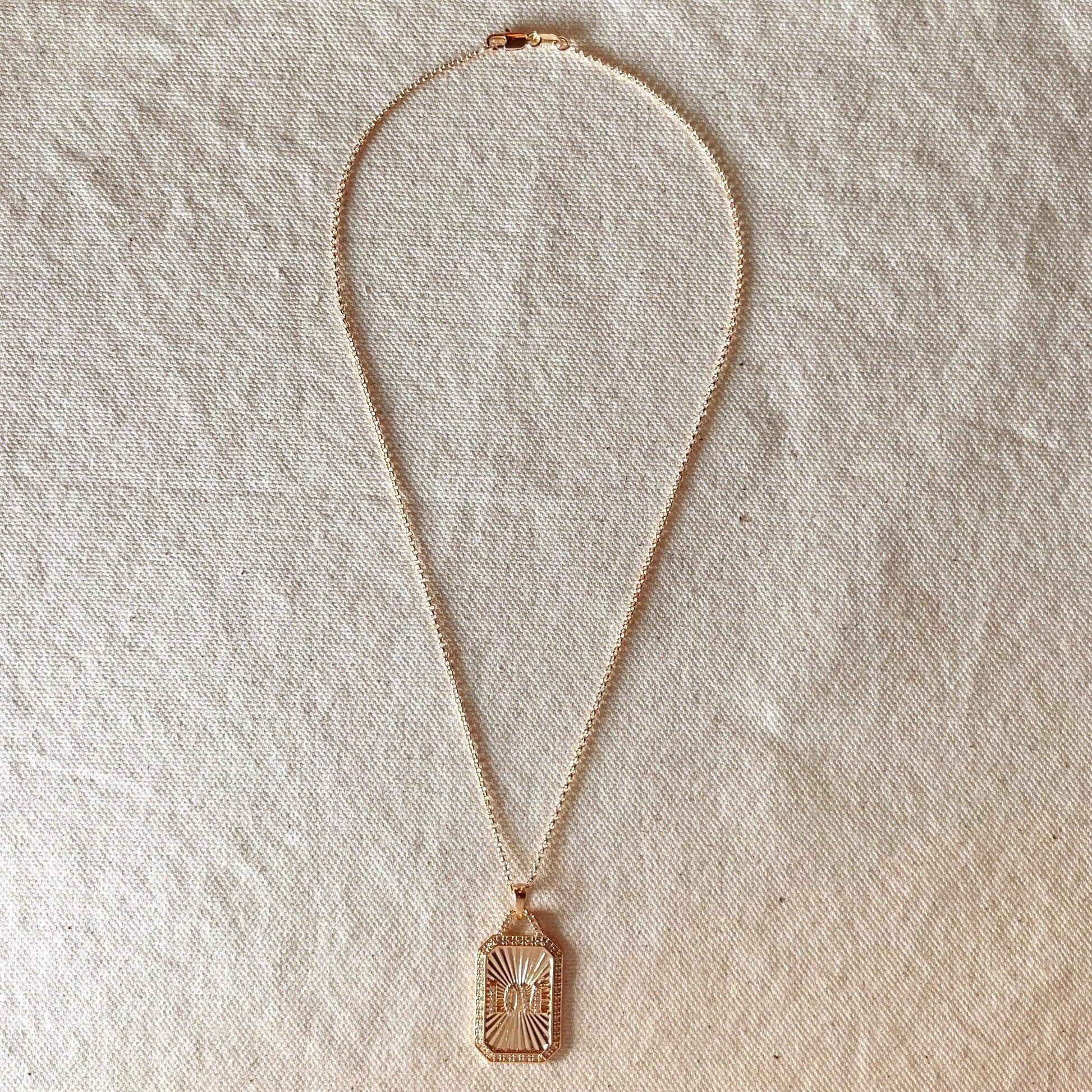 GoldFi 18k Gold Filled Vintage Love Plaque Necklace