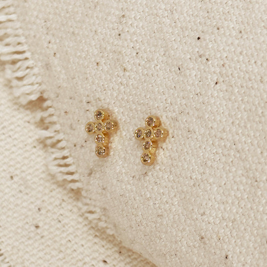 Cross Stud Earrings - Mini CZ Cross Earrings for Women - Hypoallergenic Religious Jewelry