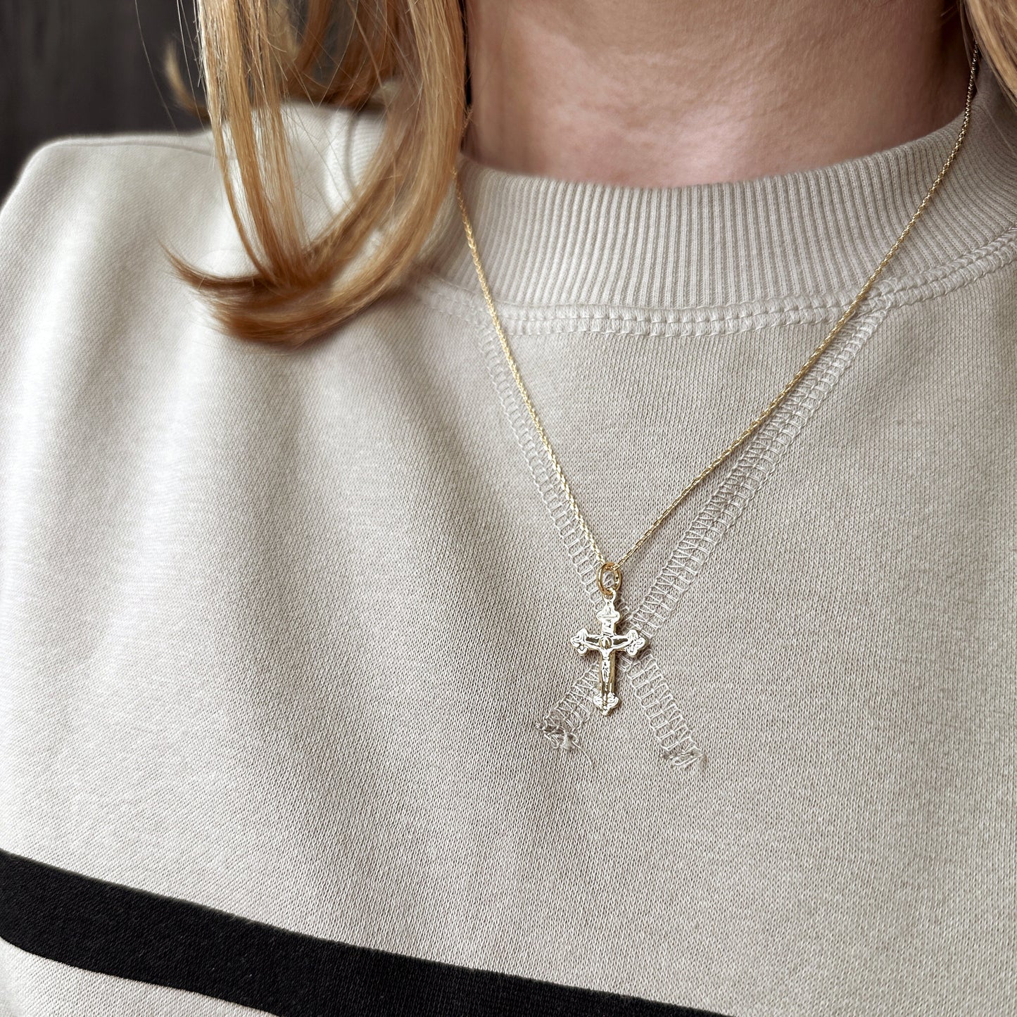 Delicate Crucifix Pendant for Women - Small Cross Necklace Charm
