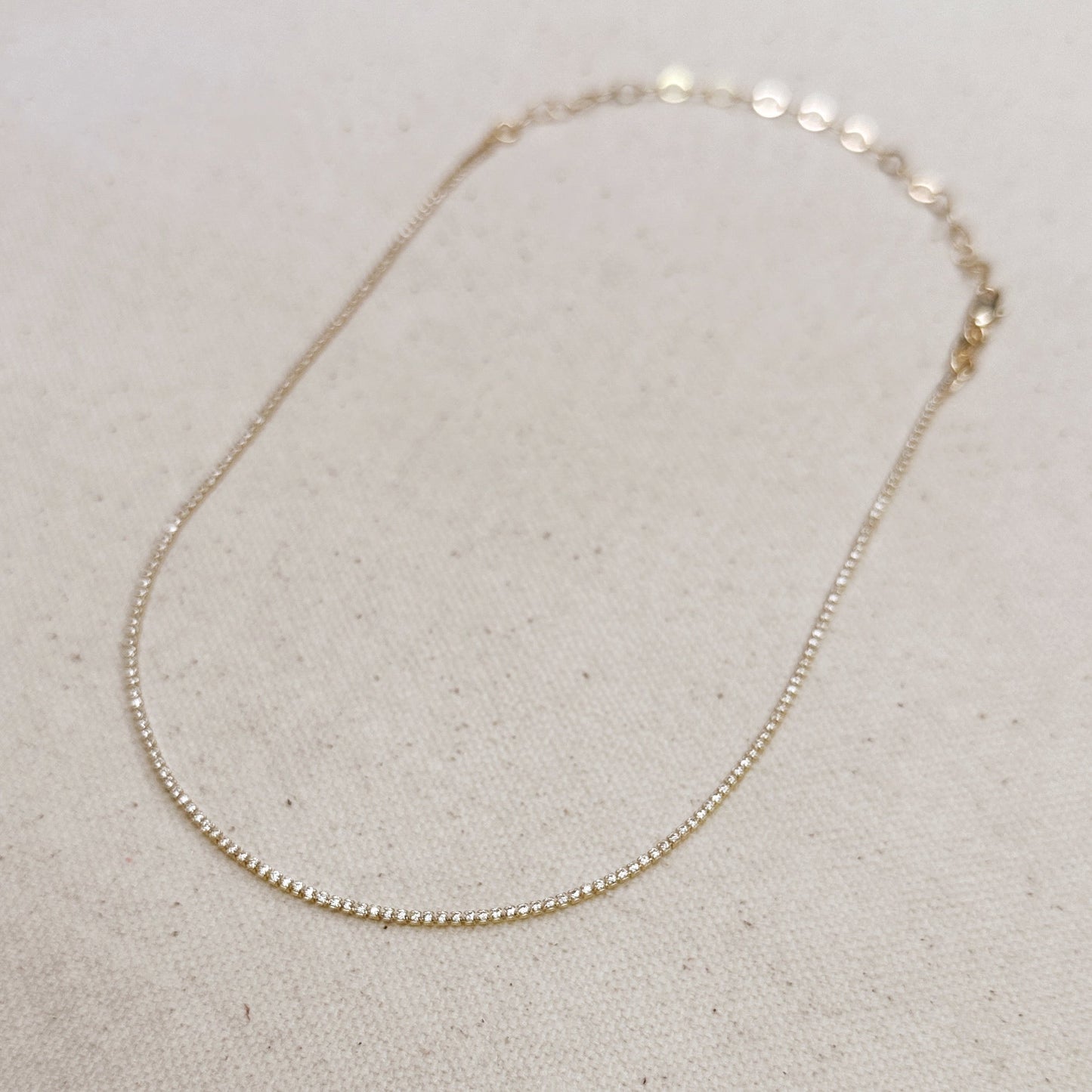 Tennis Necklace - Delicate CZ Diamond Alternative Choker for Women