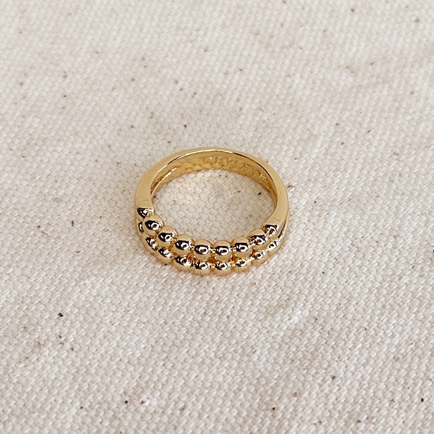 Double Beaded Band Ring - Handcrafted Statement Ring for Women