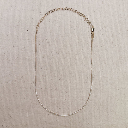 Tennis Necklace - Delicate CZ Diamond Alternative Choker for Women