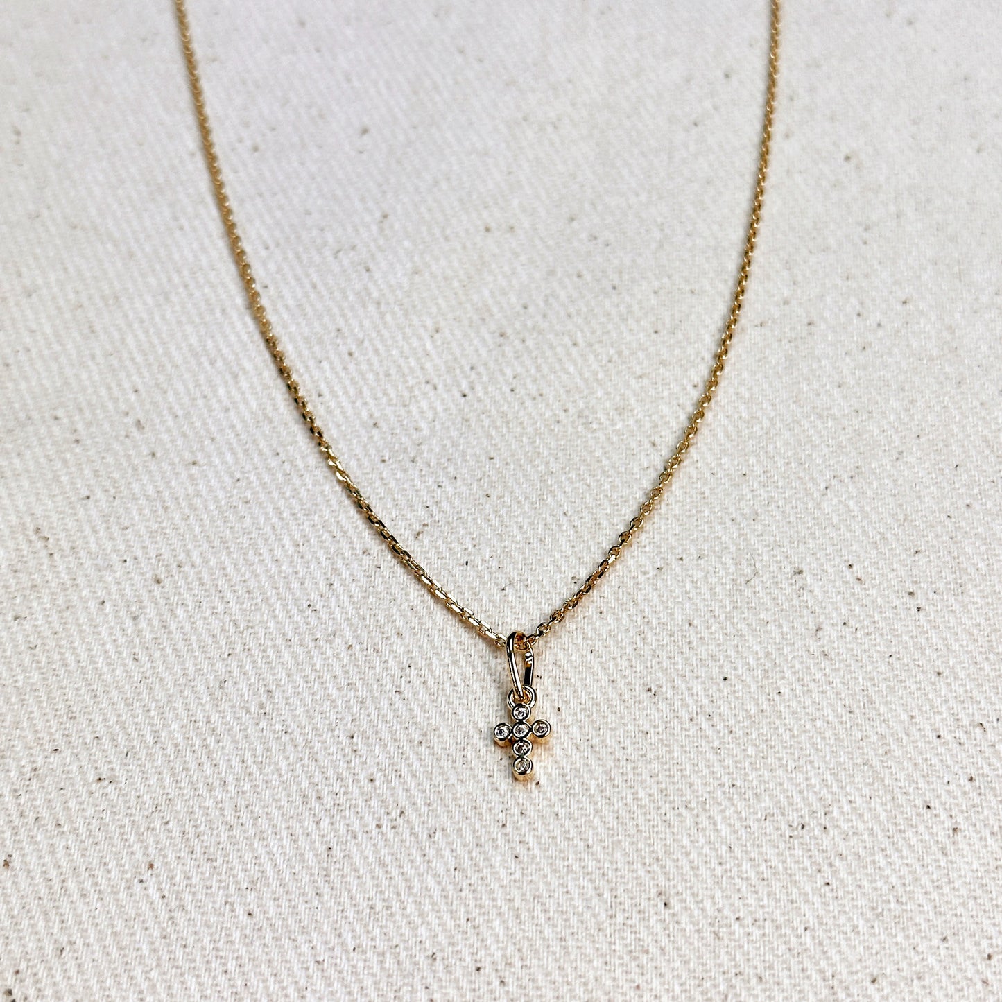 Mini Cross Charm with CZ Crystals - Dainty Religious Pendant for Women | Hypoallergenic Faith Jewelry