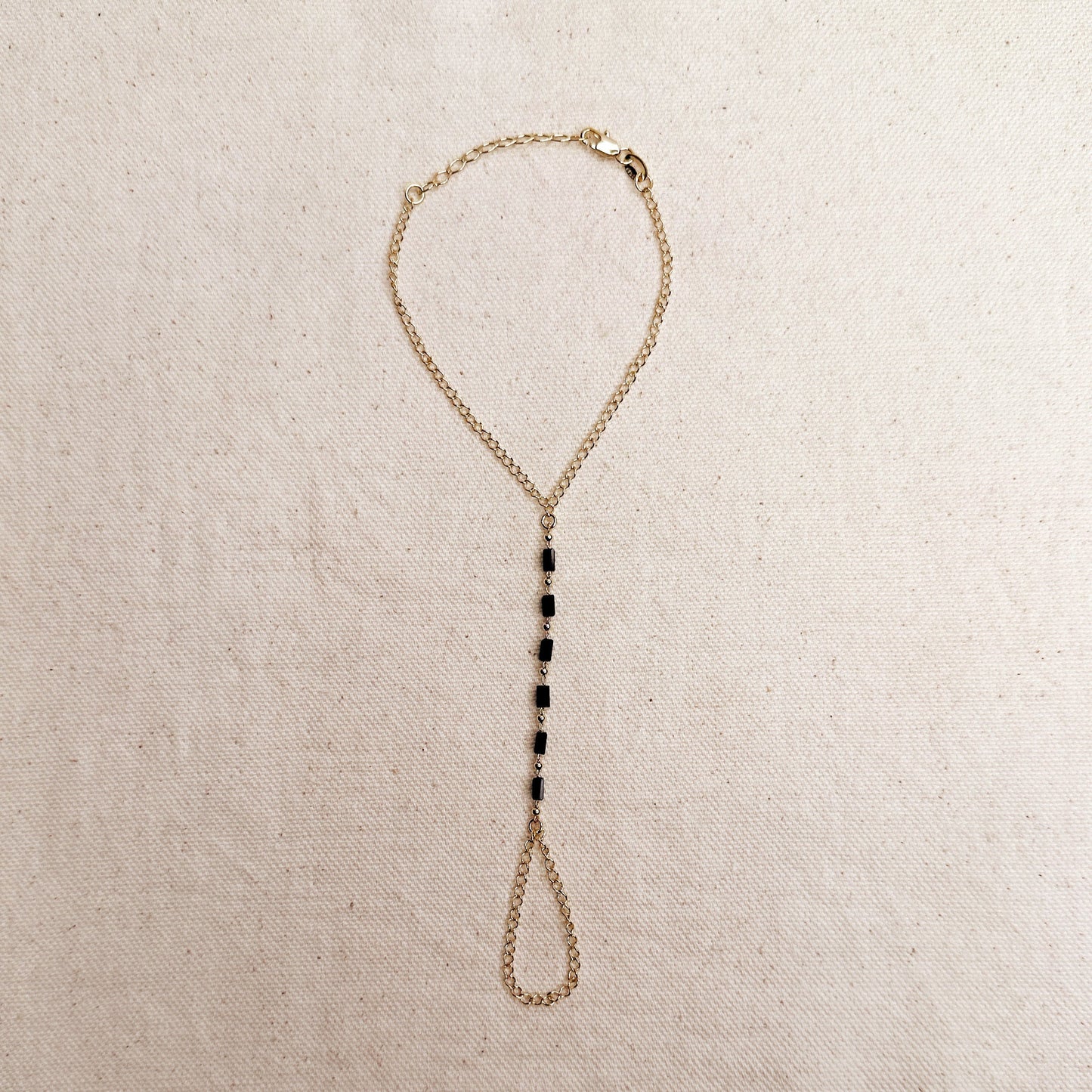 Hand Chain Bracelet | Black Crystal Jewelry | Boho Hand Jewelry