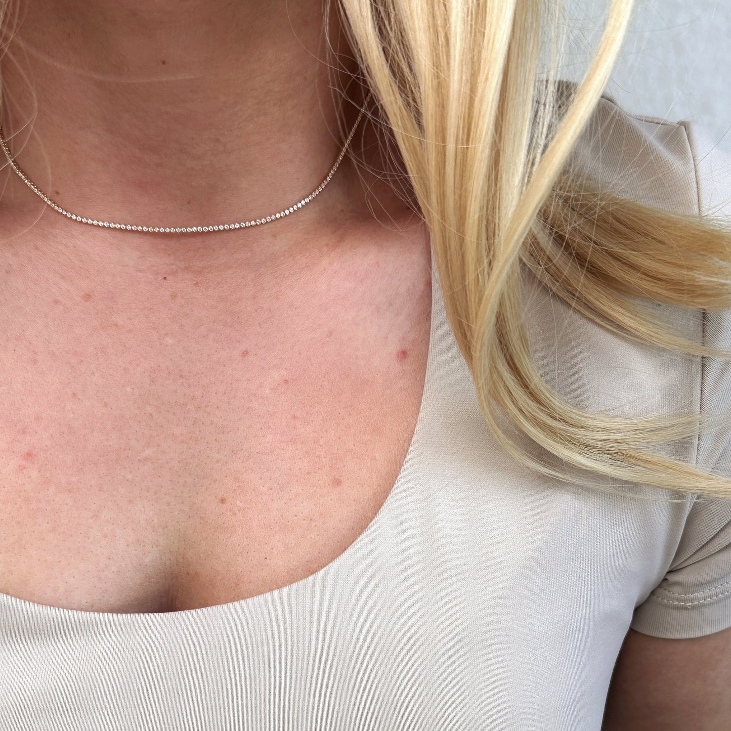 Tennis Necklace - Delicate CZ Diamond Alternative Choker for Women