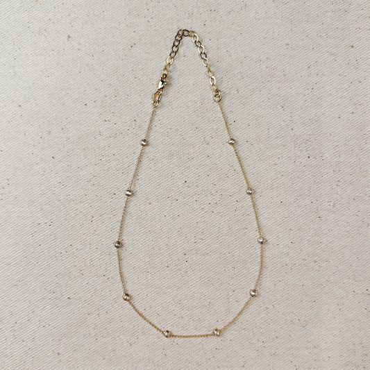 Bezel CZ Necklace - Minimalist Diamond Look Pendant for Women