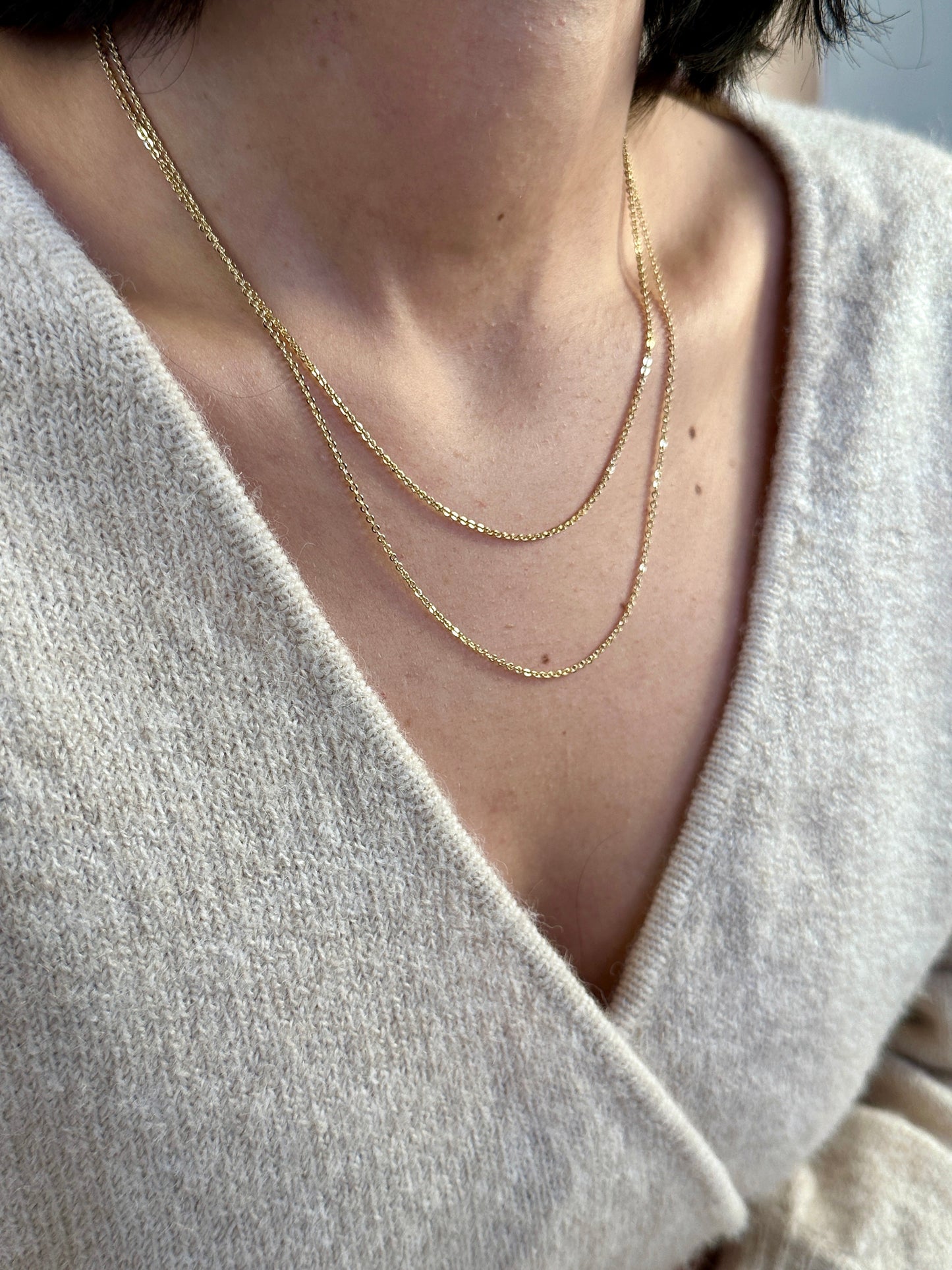 Cable Chain Necklace - Classic 1.45mm Chain for Women