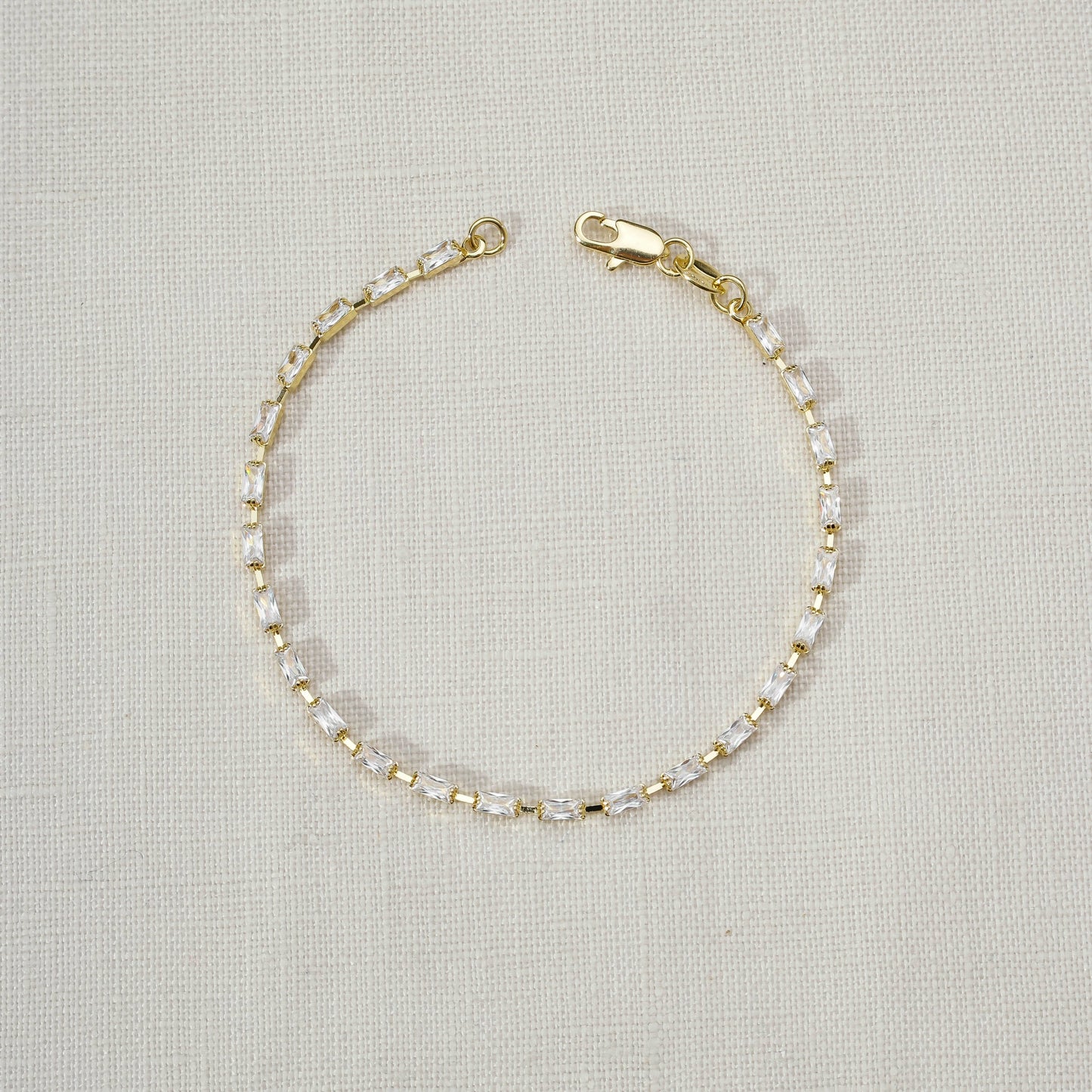 Baguette Tennis Bracelet for Women | CZ Diamond Bracelet | Delicate Gold Bracelet | Hypoallergenic Jewelry