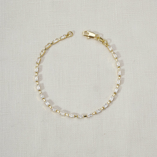 Baguette Tennis Bracelet for Women | CZ Diamond Bracelet | Delicate Gold Bracelet | Hypoallergenic Jewelry