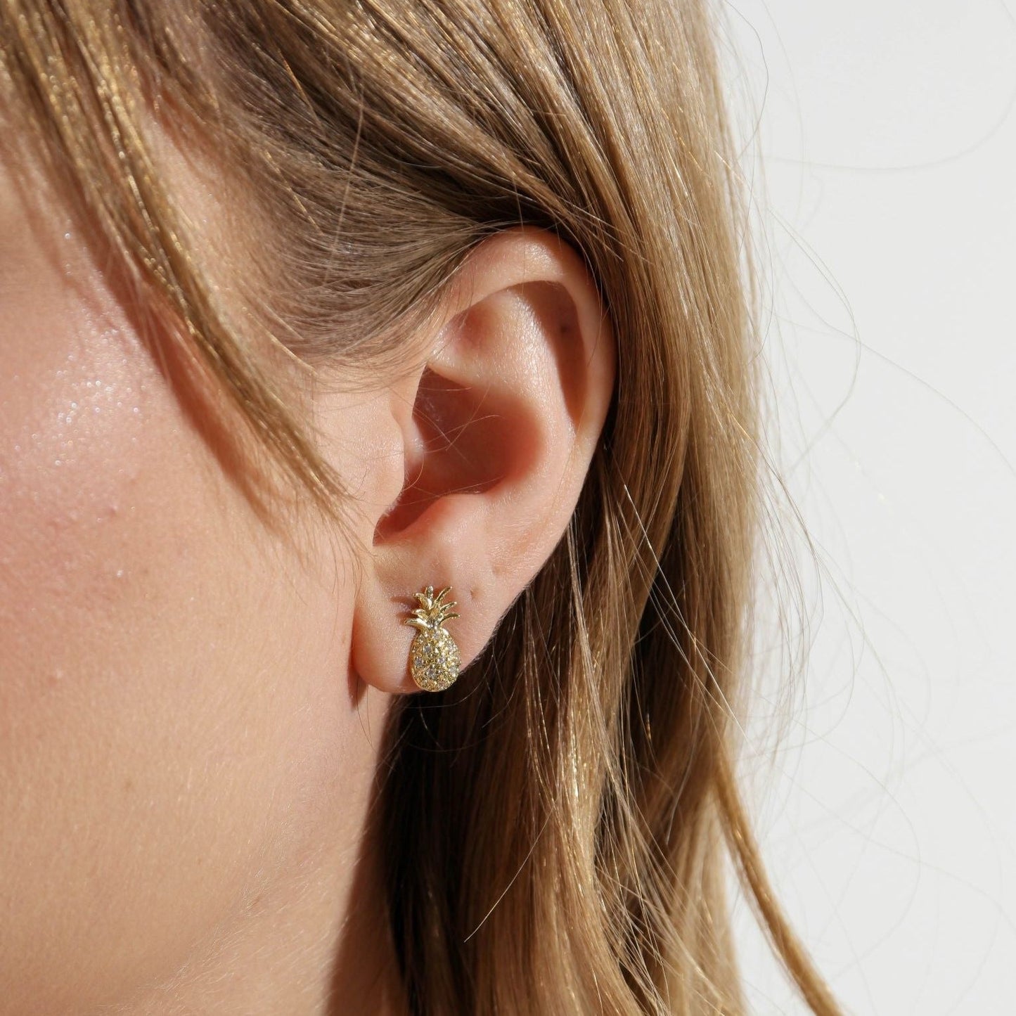 Pineapple Stud Earrings - Hawaiian Tropical Summer Jewelry for Women