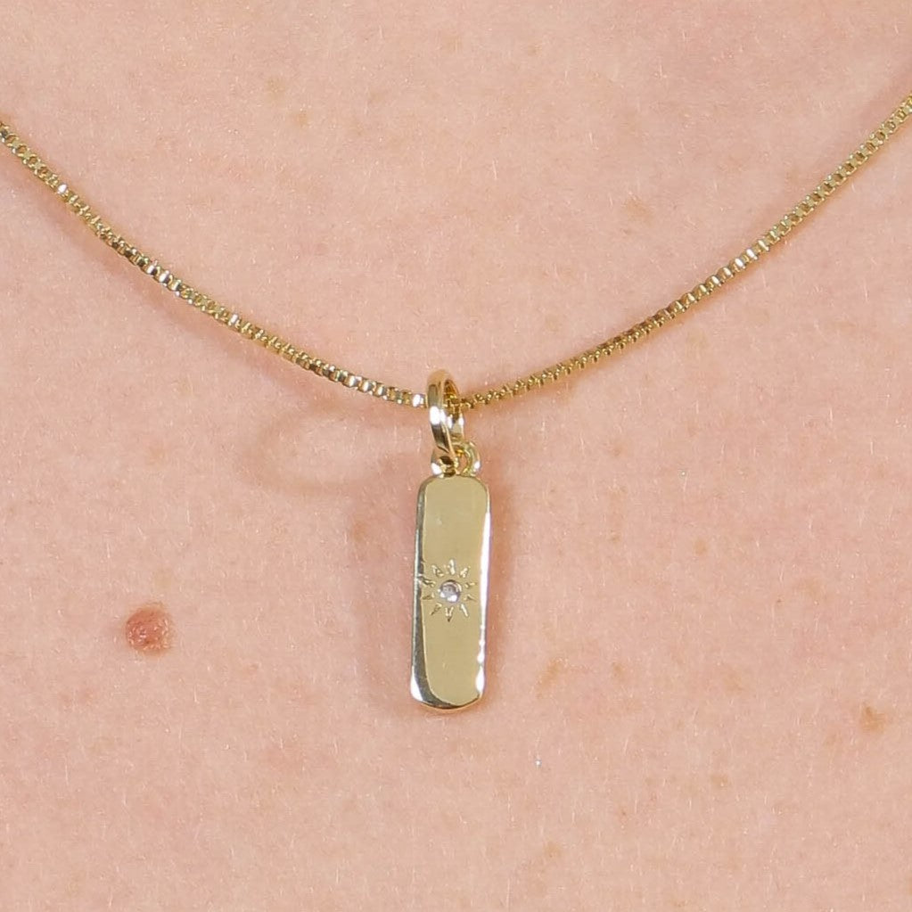 Sun Pendant Charm with CZ Stone - Delicate Layering Jewelry for Women