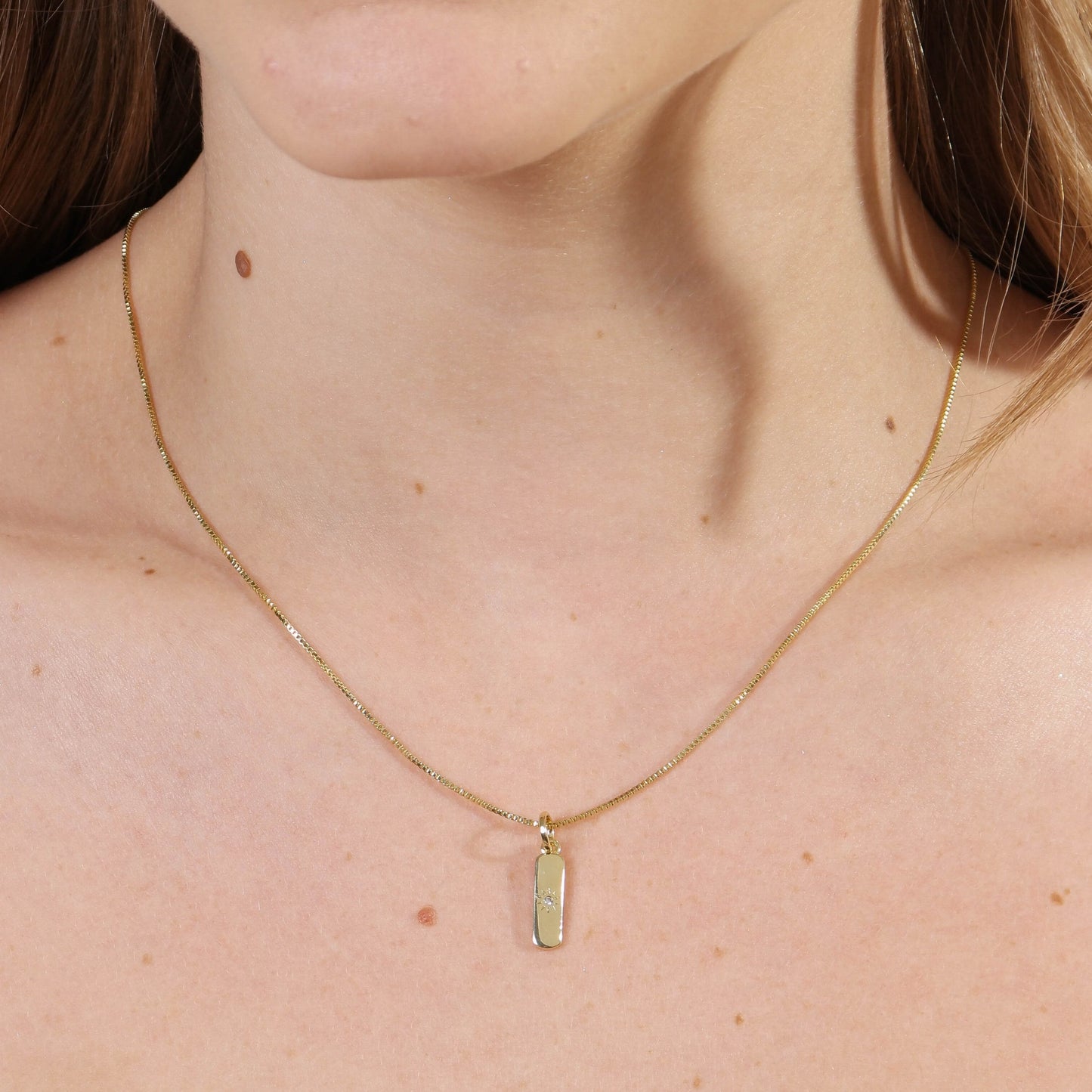 Sun Pendant Charm with CZ Stone - Delicate Layering Jewelry for Women