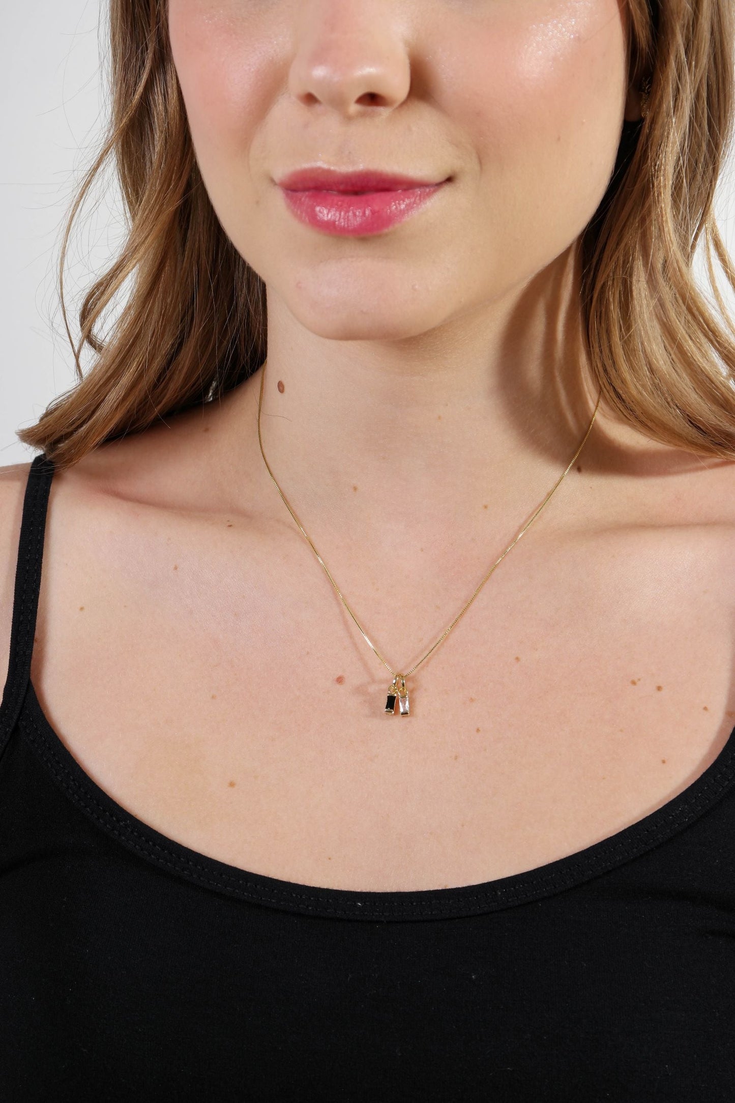 18k Gold Filled Mini Black Baguette Charm