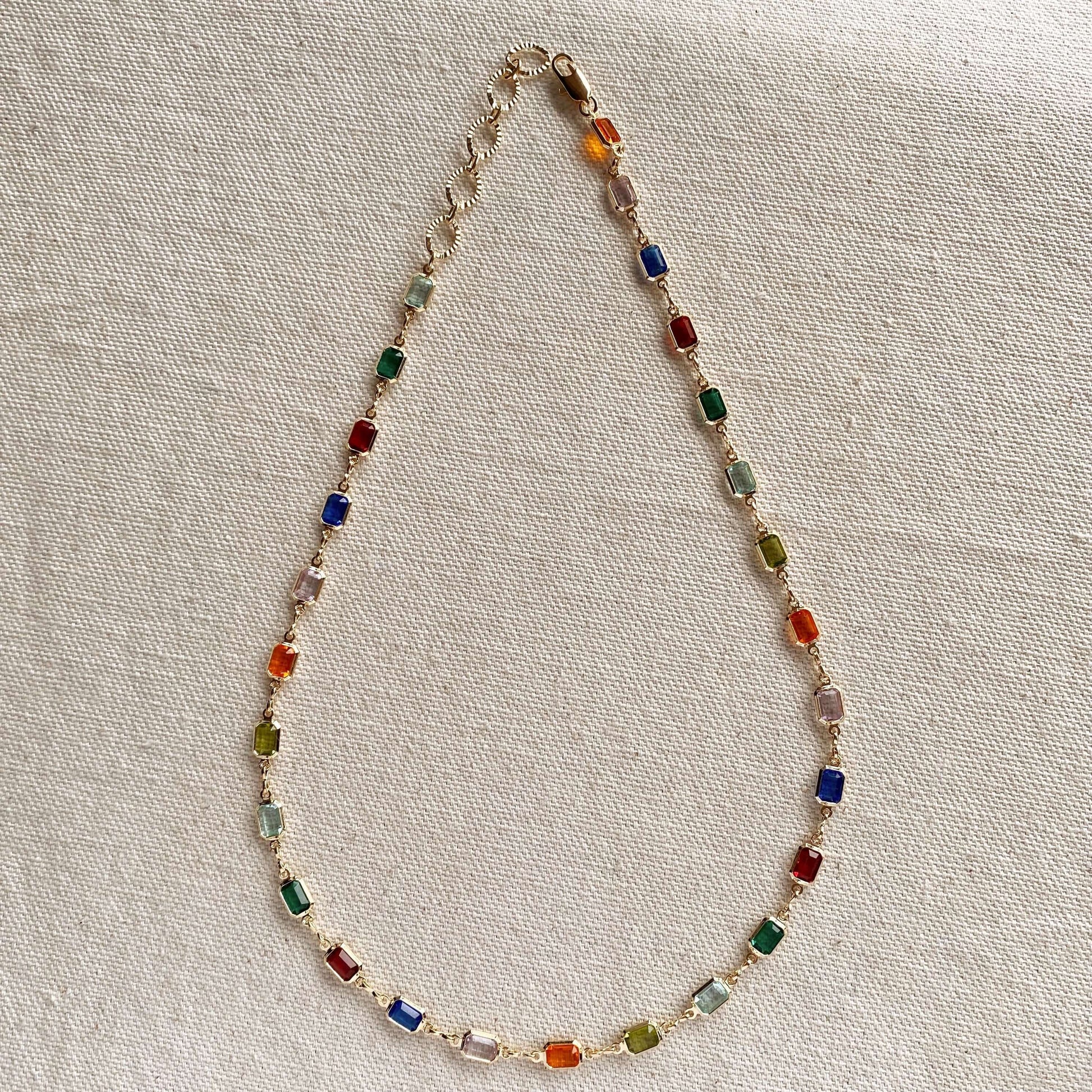 GoldFi Complete Set Of 18k Gold Filled Multicolor Necklace, Bracelet And Anklet For Wholesale