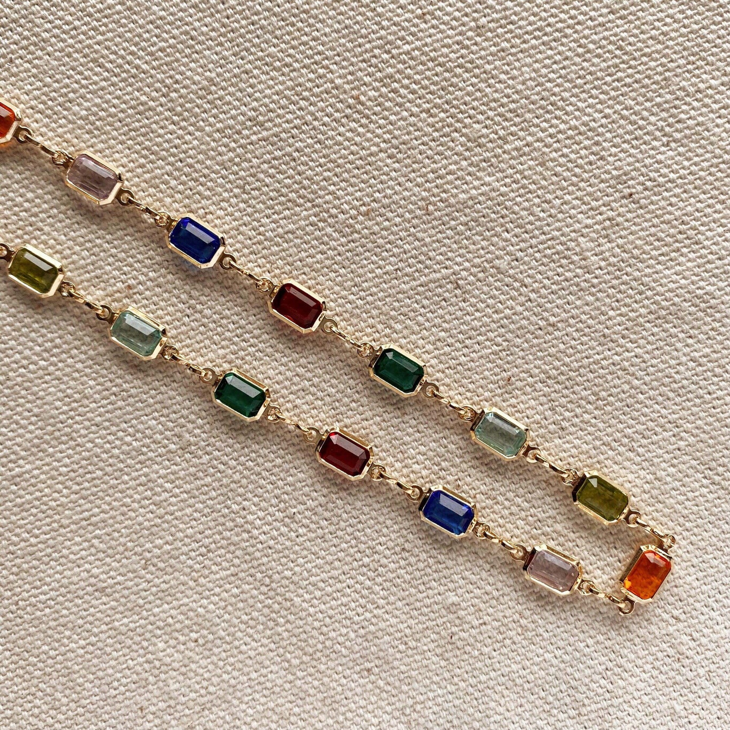 GoldFi Complete Set Of 18k Gold Filled Multicolor Necklace, Bracelet And Anklet For Wholesale