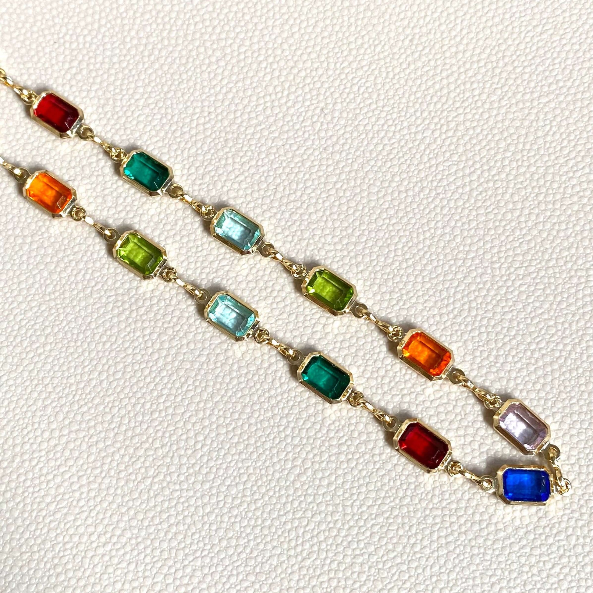 GoldFi Complete Set Of 18k Gold Filled Multicolor Necklace, Bracelet And Anklet For Wholesale