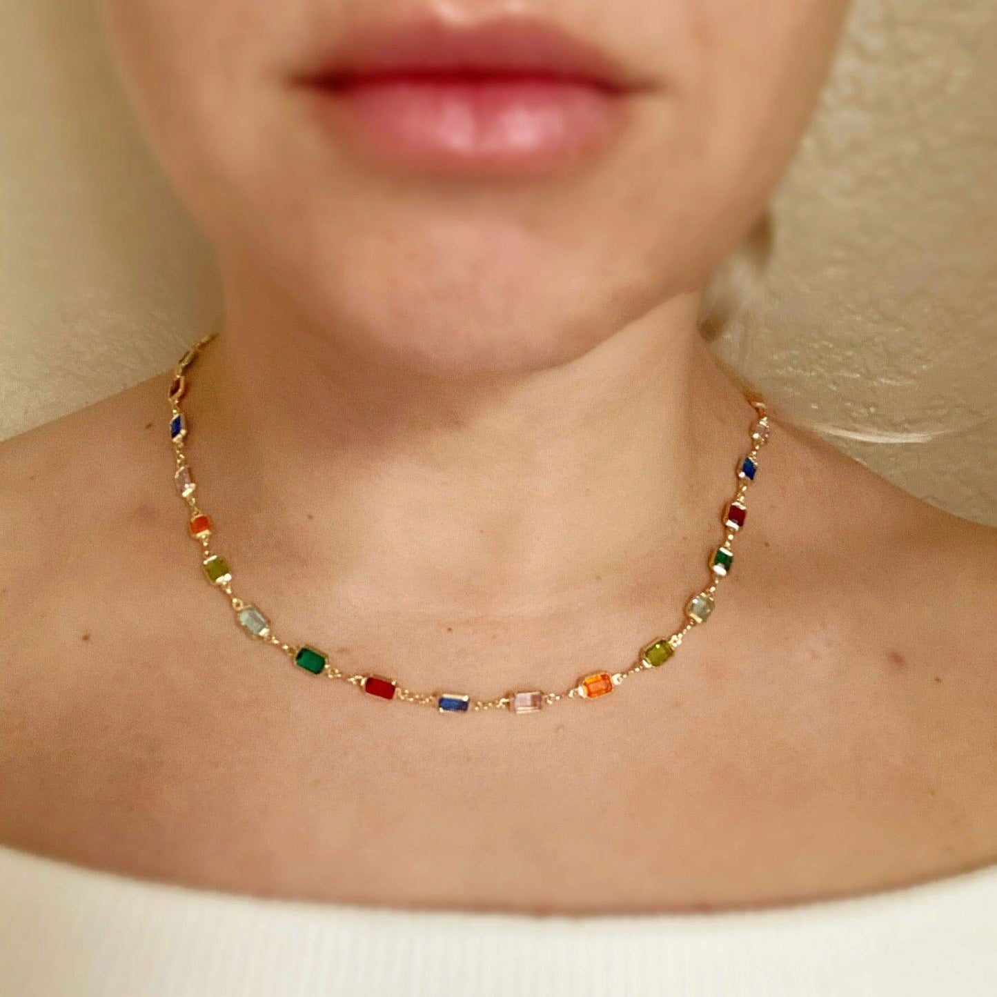 GoldFi Complete Set Of 18k Gold Filled Multicolor Necklace, Bracelet And Anklet For Wholesale