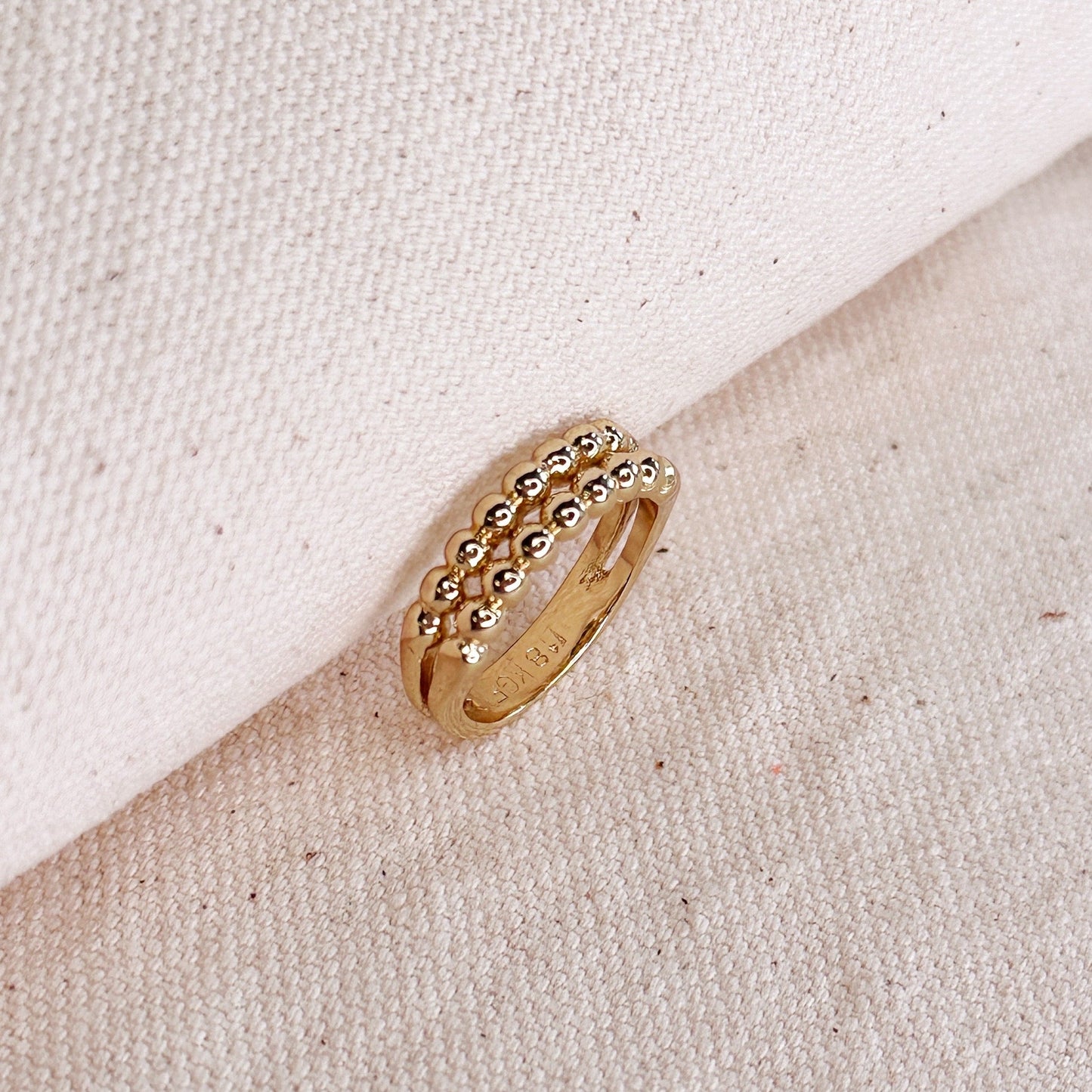 Double Beaded Band Ring - Handcrafted Statement Ring for Women