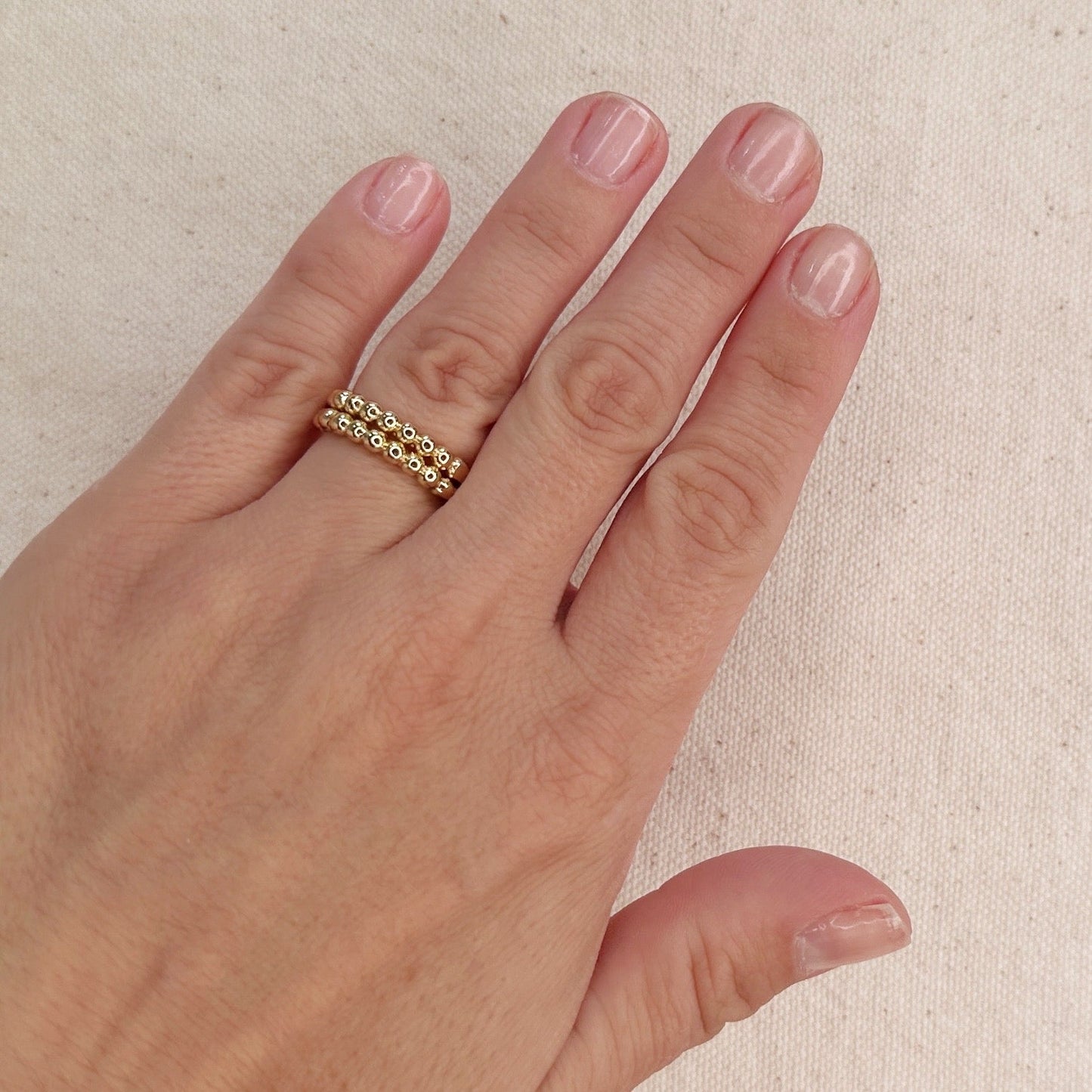 Double Beaded Band Ring - Handcrafted Statement Ring for Women