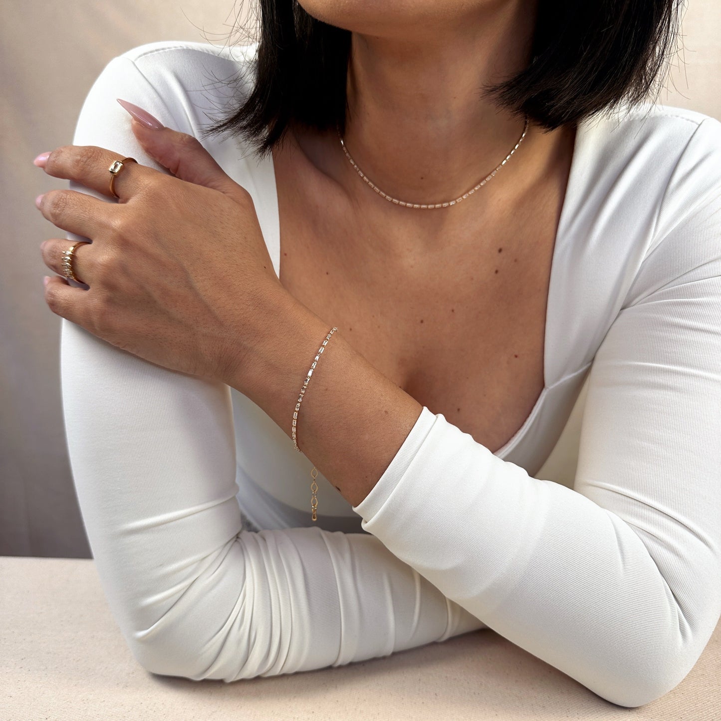 Tennis Bracelet - CZ Baguette Diamond Tennis Bracelet for Women | Luxury