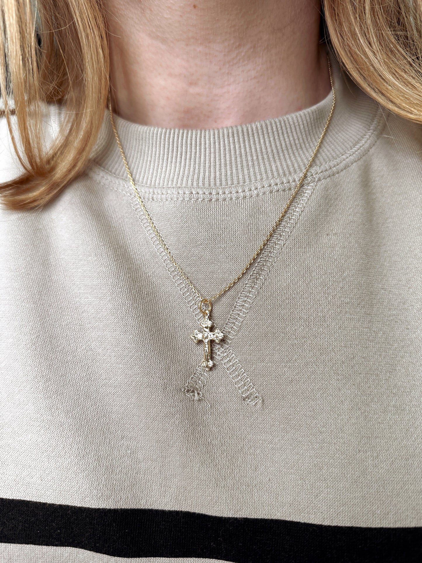 Delicate Crucifix Pendant for Women - Small Cross Necklace Charm