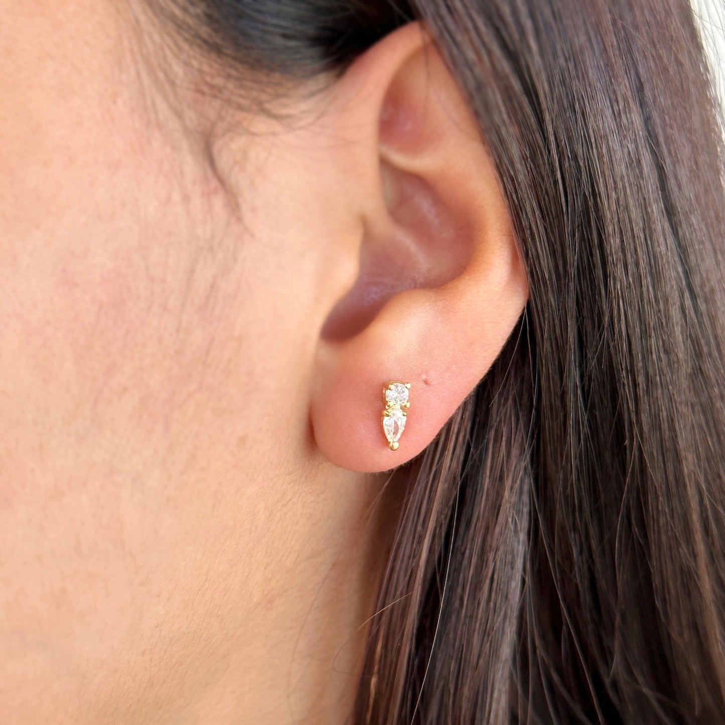 Mini CZ Drop Stud Earrings - Dainty Sparkly Teardrop Earrings for Women | Minimalist Glamour