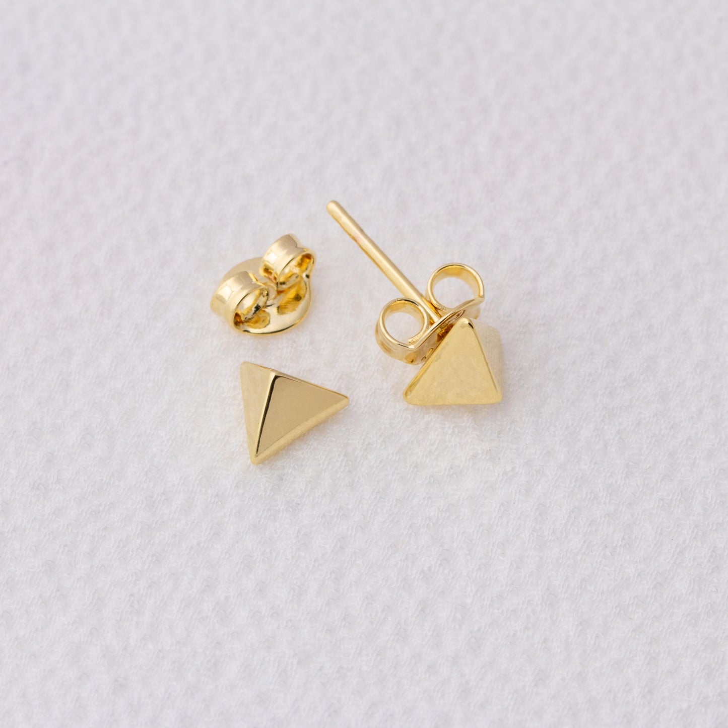 Mini Triangle Stackable Earrings for Women - Faceted Geometric Studs