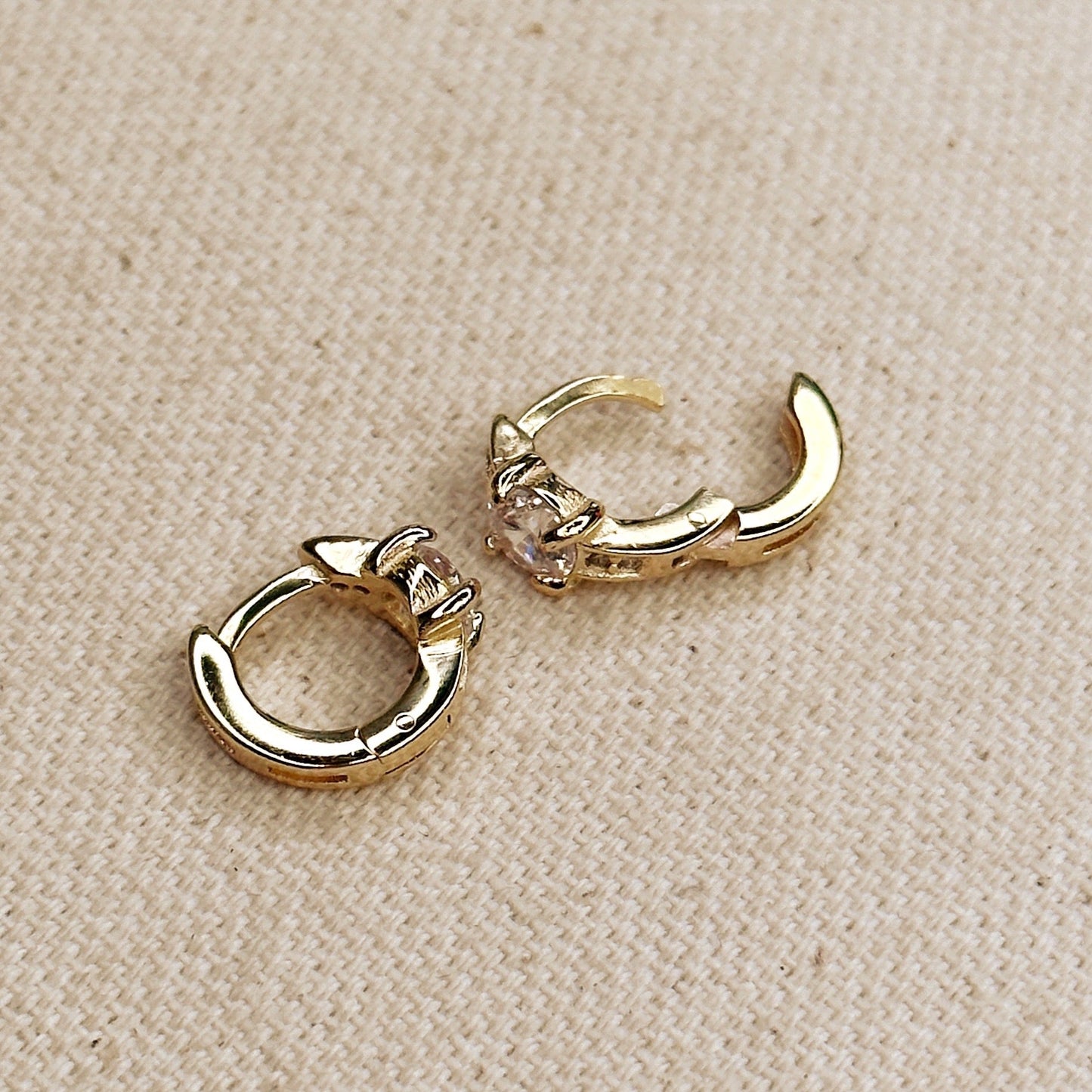 Mini CZ Clicker Hoop Earrings - Dainty Sparkle Earrings for Women