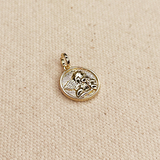 Delicate 18k Gold Filled Angel Coin Pendant - Spiritual Protection Charm for Women