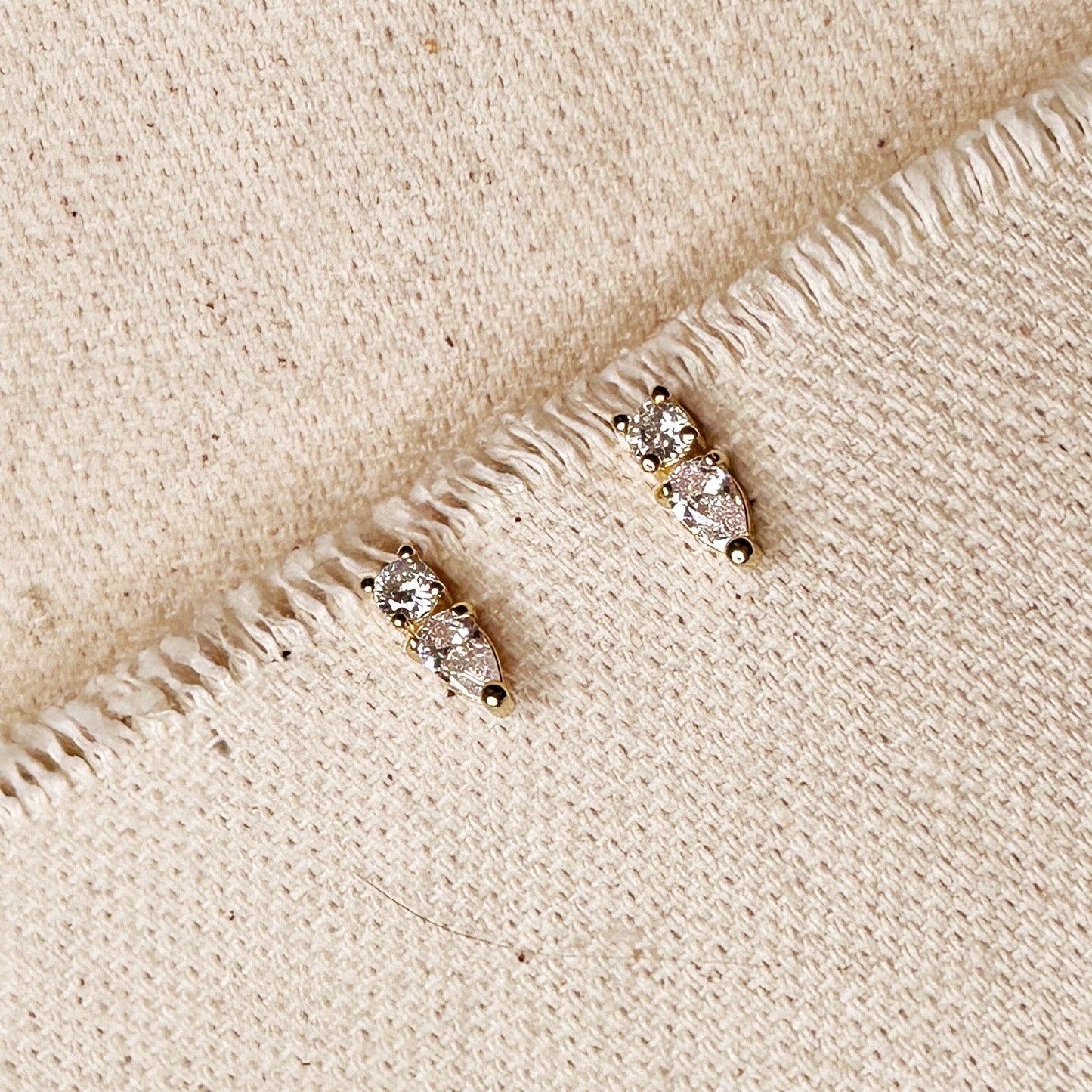 Mini CZ Drop Stud Earrings - Dainty Sparkly Teardrop Earrings for Women | Minimalist Glamour